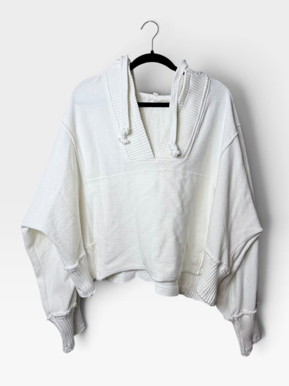 Free People Movements White Hoodie Sweater Women's Size Medium Cotton (A)